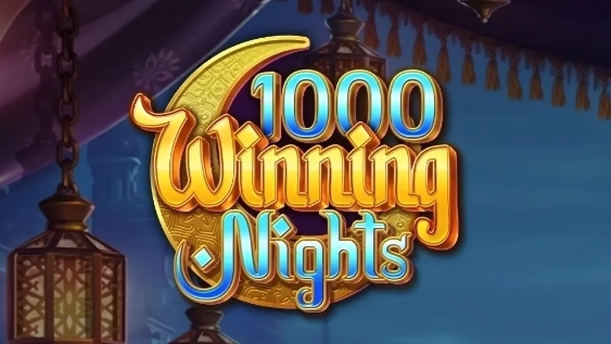 Tampilan antarmuka permainan slot 1000 Winning Nights dengan latar belakang yang cerah