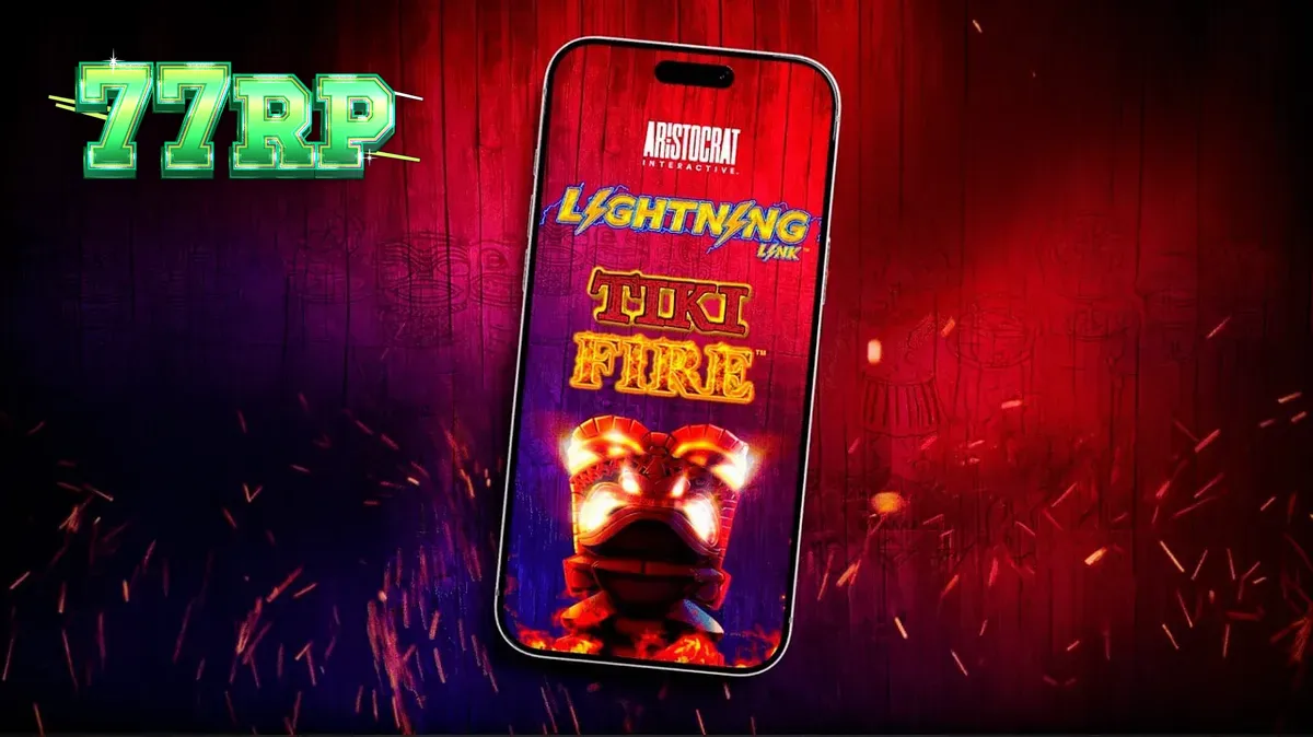 Tampilan visual slot Tiki Fire dengan nuansa Polinesia yang cerah